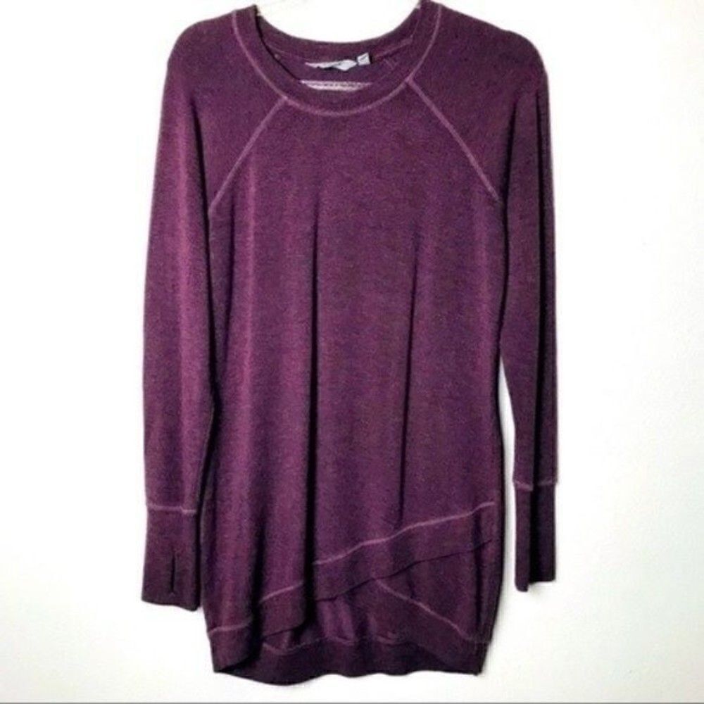 Athleta purple long tunic sweater size XS BoxP High low thumb hole